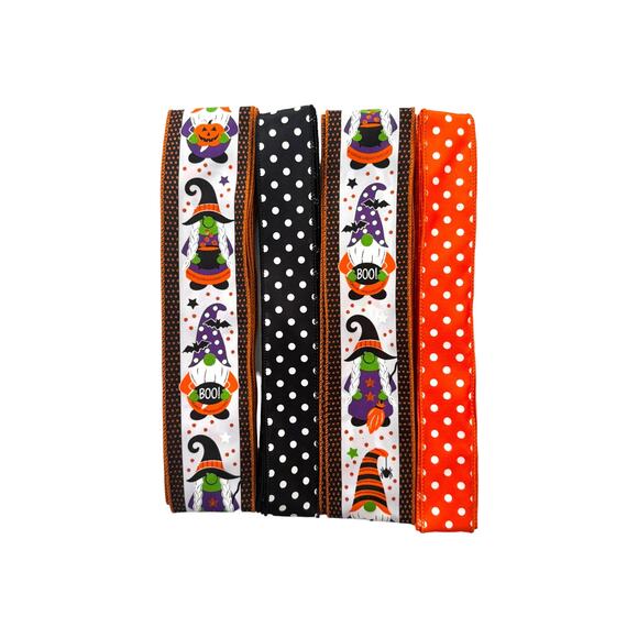 Halloween Gnome DIY Wreath Making Kit | BOO Witch Sign and Ribbons Bundle Set - Picture 5 of 7